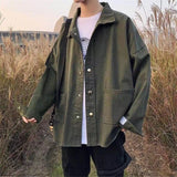Aidase 2021 Men's Lapel Collar clothes Coats Loose Fashion Brand Solid Color Trend Outerwear Casual Student Black/green Jackets M-2XL aidase-shop