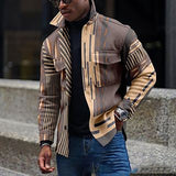 Aidase Vintage Printed Patchwork Buttoned Jackets Outerwear For Men 2022 New Autumn Casual Turn-down Collar Shirts Coats Men Streetwear aidase-shop
