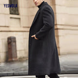 Aidase Autumn Winter Mens Coat Solid Long Sleeve Woolen Jackets Fleece Men Overcoat Streetwear Fashion Long Trench Outerwear aidase-shop