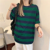 Aidase Harajuku Striped Shirt Streetwear Couple Oversized Striped Blouse Woman Casual Long Sleeve Gothic Grunge T-Shirt Tee Tops aidase-shop