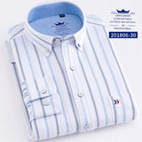 High Quality 100% Cotton Oxford Mens Long Sleeve Shirts Casual Slim-fit Plaid/Striped Male Dress Shirt For Men Business Shirts aidase-shop