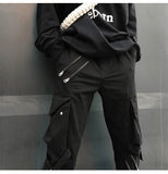 Aidase Hip Hop Cargo Pants Men Fashion Punk Pants Zipper Hippie Black Cargo Trousers Streetwear Harajuku Gothic Mall Goth Pants aidase-shop