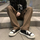 Aidase Korean-style Straight Casual Pants Coffee/Black Male Loose Fashion Suit Pants Autumn Winter Streetwear Long Mopping Trousers