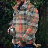 Casual Turn-down Collar Tops Men Fashion Plaid Woolen Jumpers Mens 2021 Autumn Winter Warm Long Sleeve Loose Sweaters Streetwear aidase-shop