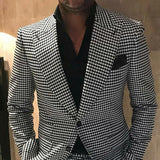 Aidase Plaid Men Suits for Wedding 2 piece houndstooth Checkered Groom Tuxedos Male Fashion Clothes 2020 Costumes Set Jacket with Pants aidase-shop