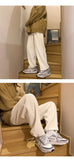 Aidase Man Casual Tie Leg Straight Pants Woman Corduroy Solid Color Oversize Trousers Man Warm Korean Streetwear Pants aidase-shop