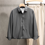 White Shirts Men Long Sleeve Button Tops Casual Loose Breathable Couple Solid Turn Down Collar Camisa De Homem Handsome Fashion aidase-shop