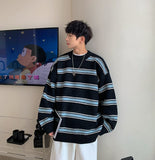 Aidase Striped Sweater Men Round Neck Winter Pullover Sweater Korean Fashion Harajuku Loose Wild Long Sleeve Sweater Oversize aidase-shop