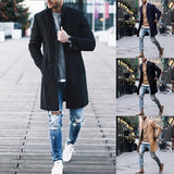 Aidase New Arrival Winter Fashion Men Slim Fit Long Sleeve Cardigans Blends Coat Jacket Suit Solid Mens Long Woolen Coats aidase-shop