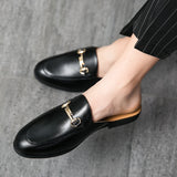 Summer Men Black Half Shoes Breathable Slip-on Half Slippers Man Outdoor Buckle Mules Lightweight Anti-slip Comfy Casual Shoes aidase-shop