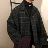 High street plaid jacket men's autumn and winter thickening Korean loose student Hong Kong style chic retro Temperament  jacket aidase-shop