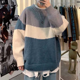 Aidase  Winter Mens Oversized Sweater Patchwork Korean Fashion Harajuku Casual Couple Pullovers Round Neck Long Sleeve Sweater Men aidase-shop