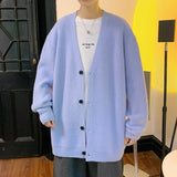 Aidase Men Cardigan Autumn Male Outwear Mens Sweaters V-neck Argyle Retro Japanese Trendy All-match Casual Oversized Loose Sweater aidase-shop