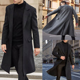 Spring autumn Winter Men Coats Woolen Solid Long Sleeve Jackets Fleece Men Overcoats Streetwear Fashion Long Trench Outerwear aidase-shop