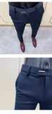 Aidase New Striped Suit Pants  Men Elegant Skinny Fit Office Pant Men Trousers Pant For Man Business Slim Fit Dress Ankle Trousers aidase-shop