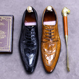 Large Size Men's Business Dress Shoes Wholesale Spring Autumn New Style Embossed Full Grain Leather Pointed Breathable Bullocks aidase-shop