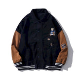 Aidase Bear corduroy jacket men women 2021 spring autumn new Korean loose BF Japan Kawaii bear baseball uniform jacket punk streetwear aidase-shop