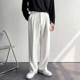 Aidase New Fashion Men Suit Pants Solid High Waist Loose Casual Straight Trousers Spring Autumn Khaki Black White Oversize Clothing Man aidase-shop