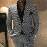 Aidase Plaid Men Suits for Wedding 2 piece houndstooth Checkered Groom Tuxedos Male Fashion Clothes 2020 Costumes Set Jacket with Pants aidase-shop