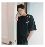 Aidase  2022 Summer Men's Half Sleeve Trend Simple Tshirts Large Loose Design Embroidered T Shirts White Color Short Sleeve T-shirt aidase-shop