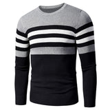 4XL Men  Autumn New Casual Striped Thick Fleece Cotton Sweater Pullovers Men Outfit Fashion Vintage O-Neck Coat Sweater Men aidase-shop