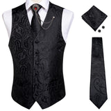Aidase  2022 New Teal Green Paisley 100% Silk Formal Dress Vest Men Waistcoat Vest Wedding Party Vest Tie Brooch Pocket Square Set DiBanGu aidase-shop
