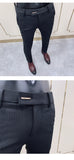 Aidase New Striped Suit Pants  Men Elegant Skinny Fit Office Pant Men Trousers Pant For Man Business Slim Fit Dress Ankle Trousers aidase-shop
