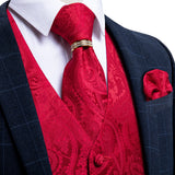Aidase  2022 New Teal Green Paisley 100% Silk Formal Dress Vest Men Waistcoat Vest Wedding Party Vest Tie Brooch Pocket Square Set DiBanGu aidase-shop