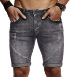 Men Denim Shorts Ripped Skin-friendly Polyester Summer Mens Short Pants Classic distressed ripped short jeans Streetwear 2021 aidase-shop