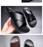 Aidase  Leather Slippers Men Summer Shoes Mens Slippers Outdoor Beach Slippers Shoes+male Zapatos De Hombre Erkek Ayakkabi Buty Meskie aidase-shop