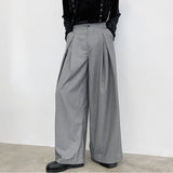 Aidase  2022 Men Wide Leg Pants Plain Joggers Button Loose Leisure Trousers Men Streetwear Chic Casual Pantalones Hombre S-5XL INCERUN aidase-shop
