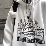 Aidase  Harajuku street casual couple models increase boxing cartoon bear print hooded sweater loose autumn and winter plus velvet y2k aidase-shop