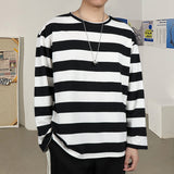 Aidase Harajuku Striped Shirt Streetwear Couple Oversized Striped Blouse Woman Casual Long Sleeve Gothic Grunge T-Shirt Tee Tops aidase-shop