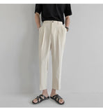 Aidase 2022 New Men's Suit Pants Korean Design Summer Loose Ankle Length Bottoms Elastic Waist Solid Streetwear Cool Casual Clothing aidase-shop