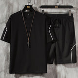 Aidase  Men's T Shirt and Short Set Male Summer Casual Short Sleeve Tops and Pants Suits New Sports Running Set Streetwear Tops Tshirts aidase-shop