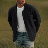 Aidase 2022 Autumn Winter Solid Turn-down Collar Long Sleeve Casual Outerwear Mens Fashion Jackets Men Single Breasted Coats Streetwear aidase-shop