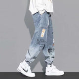 Aidase Men's jeans autumn letter printing baggy Hip hop jeans men cargo pants Streetwear Cartoon Graffiti Drawstring Denim trousers men aidase-shop