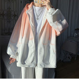 Aidase Hooded Sweatshirt Gradient Female Loose Korean Fashion Zipper Cardigan Sweater New Hip-hop Drawstring Pocket Decoration Itself aidase-shop