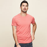 Summer New  Cool T-shirt Short Sleeve Men Fashion Solid Elastic Tshirts Basic O-neck White Running Top Slim  701 aidase-shop