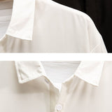 White Shirts Men Long Sleeve Button Tops Casual Loose Breathable Couple Solid Turn Down Collar Camisa De Homem Handsome Fashion aidase-shop