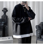 Aidase Handsome fake two-piece sweatshirt men women spring autumn Korean students long-sleeved shirt hip hop oversized lover hoodies aidase-shop