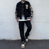 Aidase Men Baseball Jacket Hip Hop Harajuku Embroidery Bone Letter Patchwork Bomber Coat Fashion High Street Casual Loose Jacket Unisex aidase-shop
