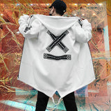 Autumn Men Hooded Jackets Print Harajuku Windbreaker Ribbon Overcoat Male Casual Outwear Hip Hop Streetwear Coats aidase-shop