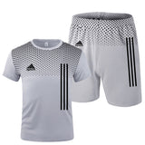 Aidase New men's sportswear summer suits men's fitness wear sports suits short-sleeved t-shirt shorts quick-drying 2-piece set aidase-shop
