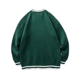 Aidase 2021 autumn and winter new American college style striped round neck pullover retro sweater aidase-shop