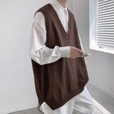 Autumn Sweater Vest Men's Fashion Retro Casual Knitted Pullover Men Wild Loose Korean Knitting Sweaters Mens Clothes M-2XL aidase-shop
