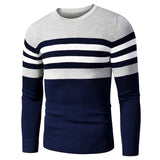 4XL Men  Autumn New Casual Striped Thick Fleece Cotton Sweater Pullovers Men Outfit Fashion Vintage O-Neck Coat Sweater Men aidase-shop