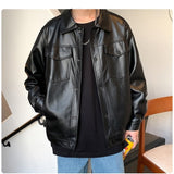 Aidase  Men Spring Black Soft Faux Leather Jacket 2022 Mens Hip Hop Jacket Leather Male Oversize Streetwear Pockets Clothes aidase-shop
