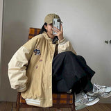 Aidase Bear corduroy jacket men women 2021 spring autumn new Korean loose BF Japan Kawaii bear baseball uniform jacket punk streetwear aidase-shop