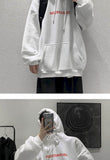 Aidase Men's hoodies men's winter plus velvet thickening Letter Print loose and versatile simple Sweatshirt men's Oversized hoodie top aidase-shop